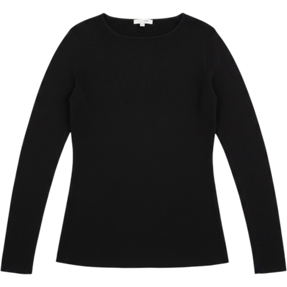 TSE Ribbed Sweater XL Navy Cashmere Silk Quiet Luxury Long Sleeve